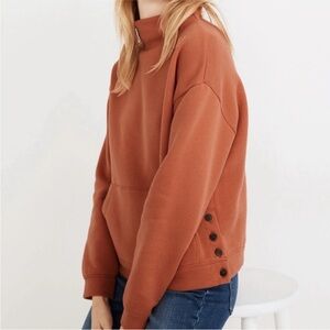 Madewell MWL Betterterry Mock Neck Button-Side Sweatshirt Size M